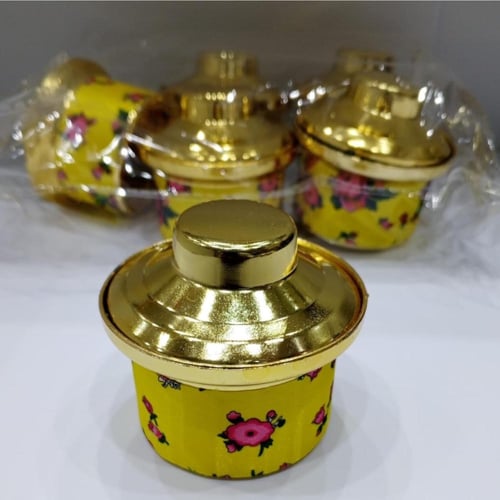 مجموعة من 12 قطعة من قدور التوزيعات بغطاء ذهبي بال...