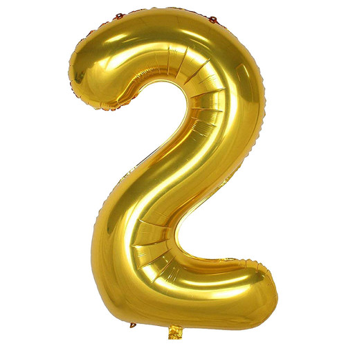 Gold helium balloon number 2 size 32 inches