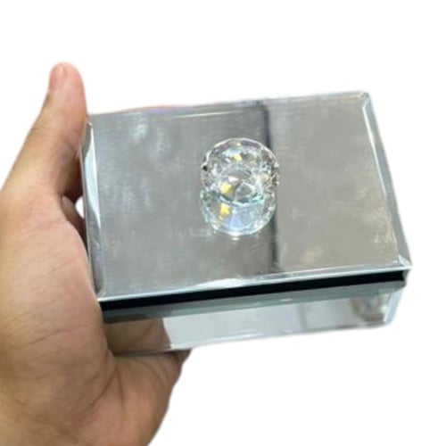 صندوق المجوهرات (12 قطعة) بتصميم مرآه عاكسه لون فض...