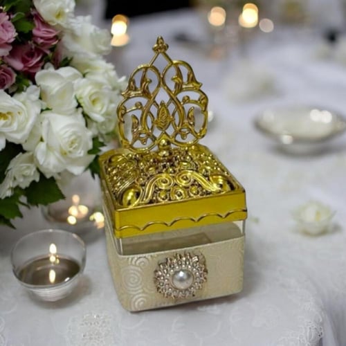 مجموعة من 12 قطعة من علب التعبئة مزينة بشريط لامع