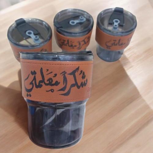 أكواب للمشروبات لون أسود شفاف (12 قطعة) بعبارة شكر...
