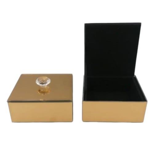 صندوق مجوهرات (12قطعة) على شكل مربع بمرآه عاكسه لو...