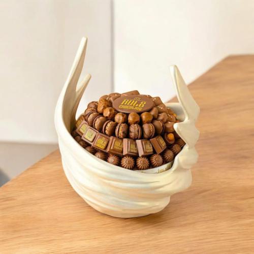 صحن تقديم بتصميم انيق من الفايبر لون سكري (بدون تع...