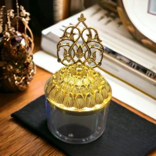 مجموعة 12من علب التعبئة دائري الشكل مع غطاء ذهبي