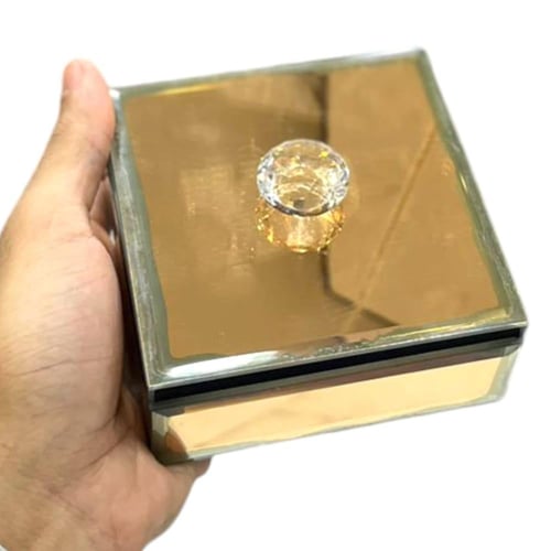 صندوق مجوهرات (12قطعة) على شكل مربع بمرآه عاكسه لو...