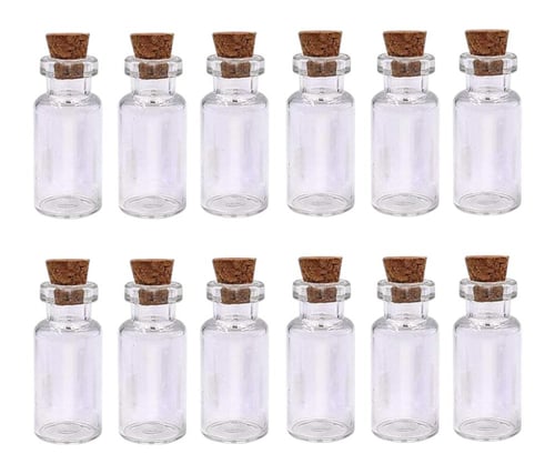 علب زجاجية شفافة بسدادة من الفلين (12 قطعة) مقاس 3...