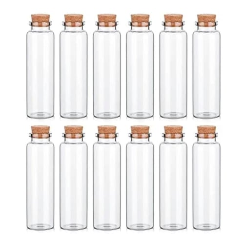علب زجاجية شفافة بسدادة من الفلين (12 قطعة) مقاس 3...