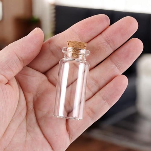 علب زجاجية شفافة بسدادة من الفلين (12 قطعة) مقاس 3...