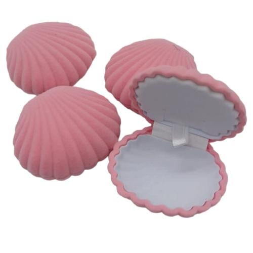 مجموعة 12 علب توزيعات على شكل صدفه مخمل لون وردي