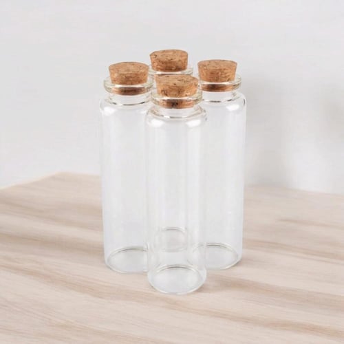 علب زجاجية شفافة بسدادة من الفلين (12 قطعة) مقاس 3...