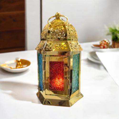 مجموعة من 12 قطعة من الفوانيس المعدنية المزخرفة بن...