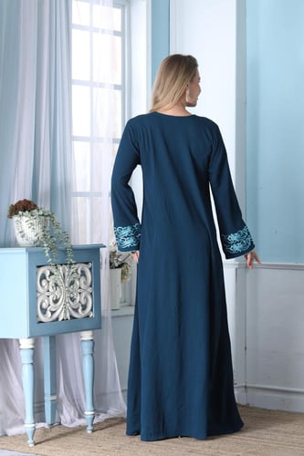 جلابية استايل بحريني لون ازرق فاتح موديل DB5-51