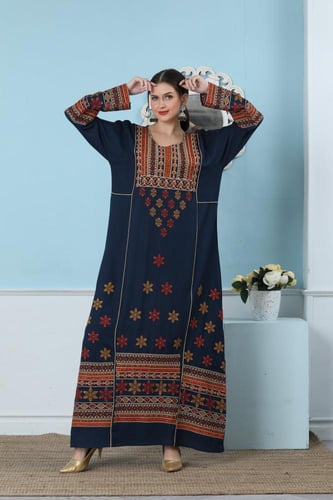 جلابية استايل اردني لون كحلي موديل DB5-91