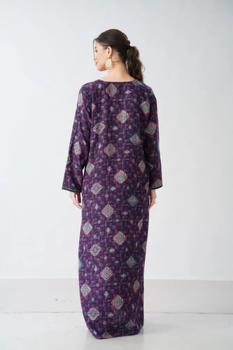 جلابية كشميري صدرية اردني لون موف موديل SQ6-190