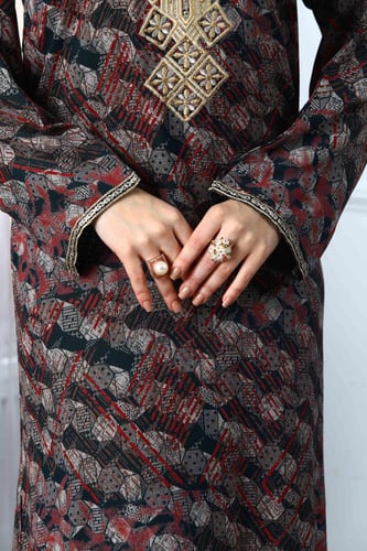 جلابية جامبو كشميري لون زيتي موديل SD5-37