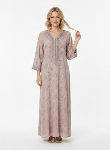 جلابية استايل كويتي لون وردي موديل CH6-34