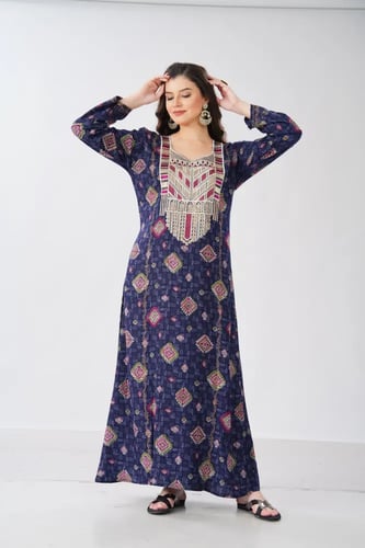 جلابية استايل مخور اماراتي لون كحلي موديل SX6-105