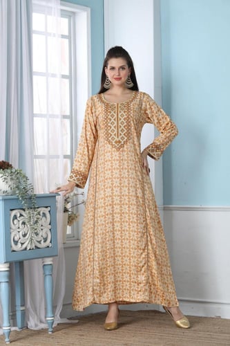 جلابية استايل امارتي لون بيج موديل DB5-90