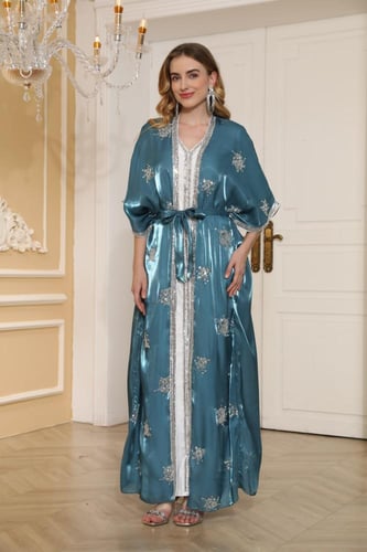 جلابية سهرة لون بترولي موديل CH5-26