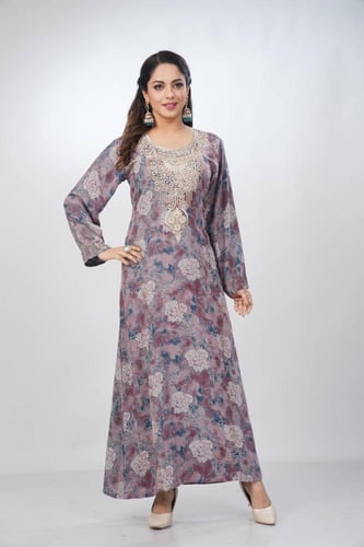 جلابية جامبو مخور كشميري لون بني موديل SV5-79