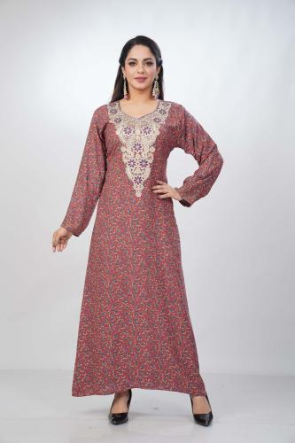 جلابية جامبو مخور كشميري لون طوبي موديل SV5-80