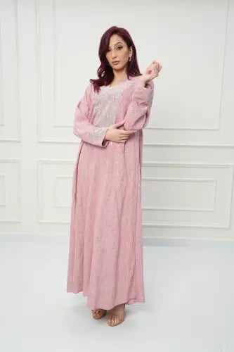 جلابية كويتي لون وردي موديل CH6-105