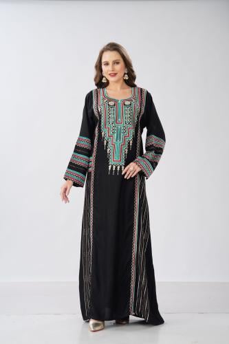 جلابية استايل عسيري لون اسود موديل DB6-152