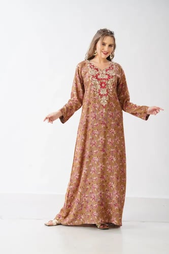 جلابية استايل مخور اماراتي لون بني موديل SX6-107