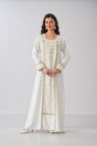 جلابية استايل بحريني لون اوف وايت موديل WS6-151