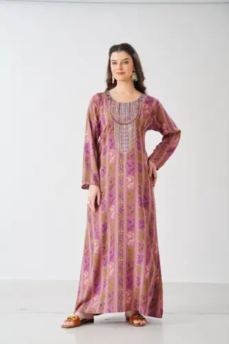 جلابية استايل مخور اماراتي لون لحمي موديل SX6-112