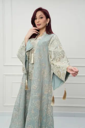 جلابية كويتي لون تيفاني موديل CH6-64