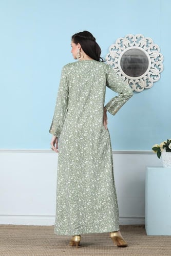 جلابية استايل امارتي لون اخضر موديل DB5-88