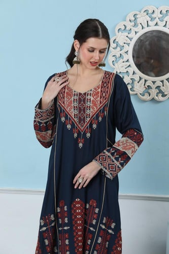 جلابية استايل اردني لون كحلي موديل DB5-76A