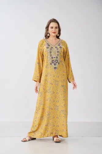 جلابية استايل مخور اماراتي لون كموني موديل SX6-108