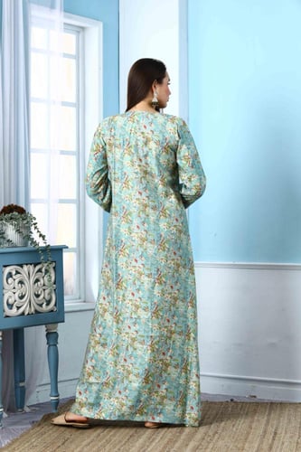 جلابية مخور اماراتي لون تركوازي موديل DB5-69