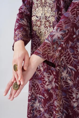 جلابية استايل مخور اماراتي لون عودي موديل SX6-111