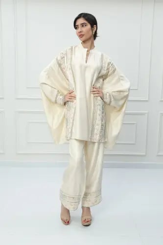 طقم بنطلون استايل تركي لون كريمي موديل CH6-3162A