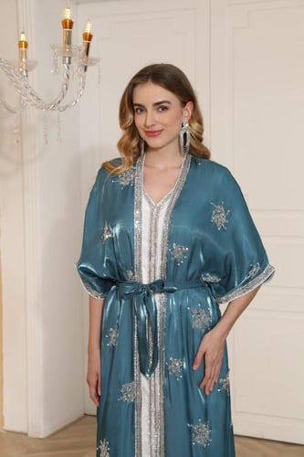 جلابية سهرة لون بترولي موديل CH5-26