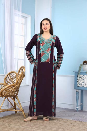 جلابية استايل عسيري لون موف موديل DB5-73