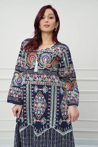 جلابية كويتي لون كحلي موديل CH6-56