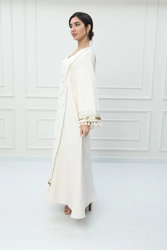 جلابية استايل كويتي لون سكري موديل CH6-118