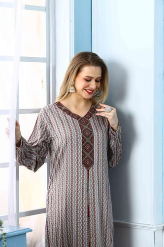 جلابية استايل بحريني لون رمادي موديل DB5-76