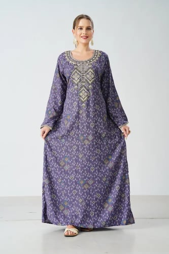 جلابية كشميري صدرية اردني لون موف موديل SQ6-196