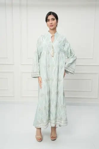 جلابية كويتي لون اخضر موديل CH6-73