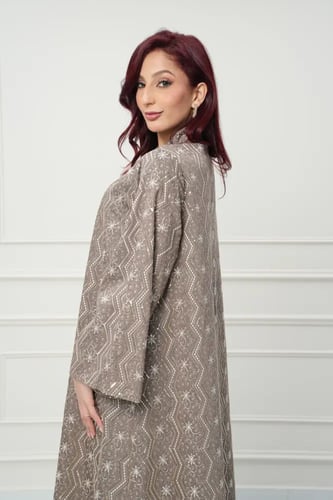 جلابية كويتي لون بني موديل CH6-111