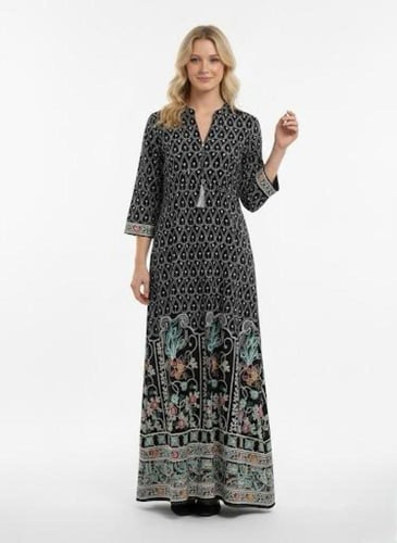 جلابية استايل كويتي لون اسود موديل CH6-55