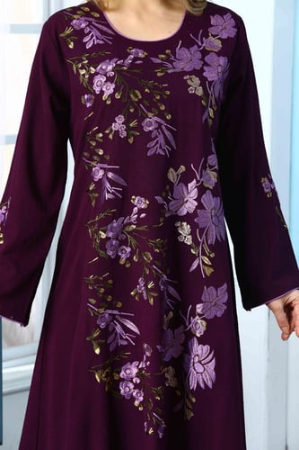 جلابية استايل بحريني لون موف غامق موديل DB5-50