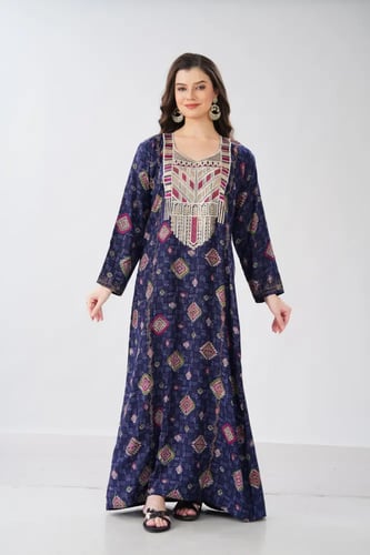 جلابية استايل مخور اماراتي لون كحلي موديل SX6-105