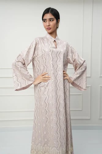 جلابية كويتي لون وردي موديل CH6-111