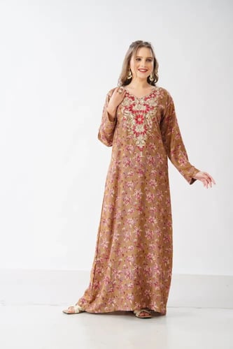 جلابية استايل مخور اماراتي لون بني موديل SX6-107